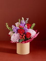 Pink/Lilac Rose and Stocks Fresh Flower Bouquet in Hatbox - Image 1 of 5