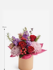 Pink/Lilac Rose and Stocks Fresh Flower Bouquet in Hatbox - Image 3 of 5