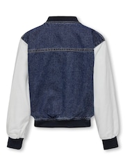 ONLY KIDS Blue Denim Varsity Bomber 100% Cotton Jacket - Image 3 of 3
