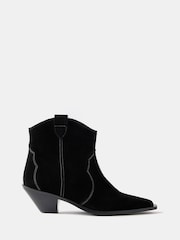 Mint Velvet Black Suede Stitch Ankle Boots - Image 1 of 5