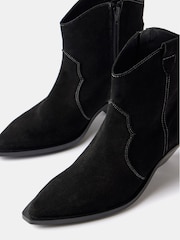 Mint Velvet Black Suede Stitch Ankle Boots - Image 2 of 5