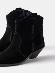 Mint Velvet Black Suede Stitch Ankle Boots - Image 3 of 5