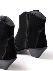 Mint Velvet Black Suede Stitch Ankle Boots - Image 4 of 5