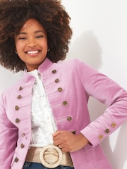 Joe Browns Purple Button Detail Velvet Military Jacket - Image 1 of 5