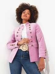 Joe Browns Purple Button Detail Velvet Military Jacket - Image 3 of 5