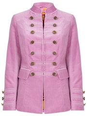 Joe Browns Purple Button Detail Velvet Military Jacket - Image 5 of 5