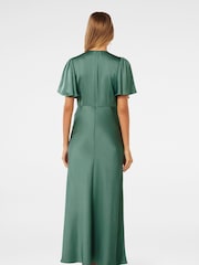 Forever New Green Chelsea Flutter Sleeve Satin Maxi Dress - Image 4 of 4
