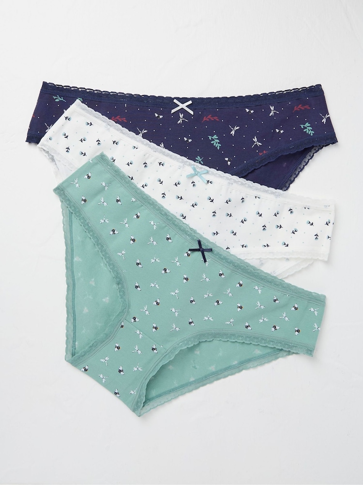 FatFace Bee Floral Mini Knickers 3 Pack - Image 1 of 2