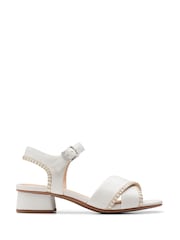 Clarks White Leather Serina35 Cross Sandals - Image 1 of 7