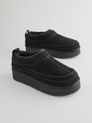 أسود - حذاء جلد سهل اللبس مبطن بفرو صناعي مريح ودافئ من ®Forever Comfort - صورة 4 من 8