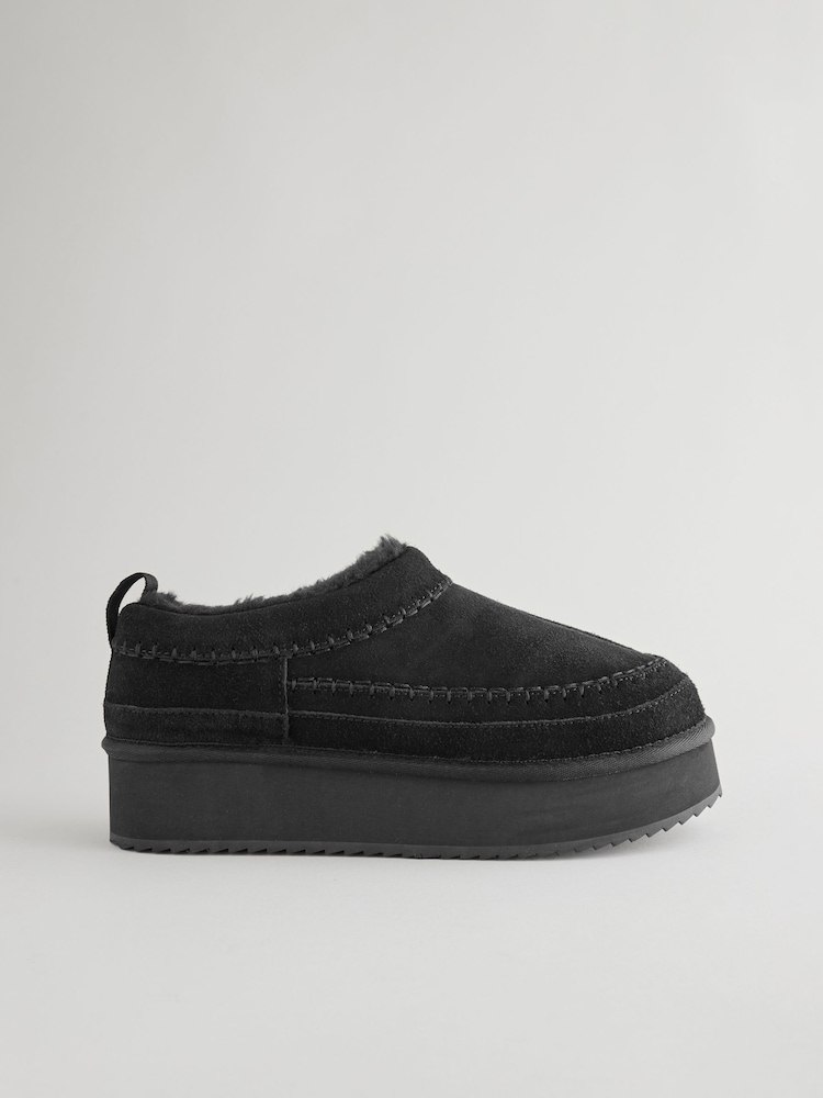 Black Forever Comfort® Leather Cosy Borg Lined Slip-On Shoes - Image 5 of 8