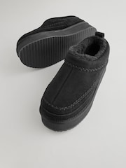 أسود - حذاء جلد سهل اللبس مبطن بفرو صناعي مريح ودافئ من ®Forever Comfort - صورة 6 من 8