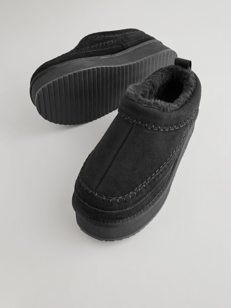 Black Forever Comfort® Leather Cosy Borg Lined Slip-On Shoes - Image 6 of 8