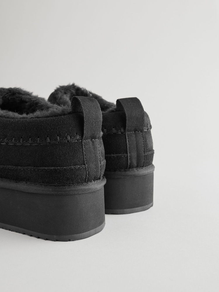 Black Forever Comfort® Leather Cosy Borg Lined Slip-On Shoes - Image 7 of 8