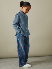 Reiss Blue Rosie 4-9 yrs Denim Button-Through Shirt - Image 1 of 4