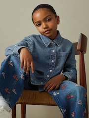 Reiss Blue Rosie 4-9 yrs Denim Button-Through Shirt - Image 3 of 4