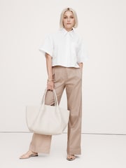 Banana Republic White The Boxy Crop Short-Sleeve Shirt - Image 1 of 2
