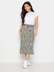 PixieGirl Petite Green Blue Ditsy Floral Print Midi Skirt - Image 1 of 5