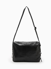 AllSaints Black Steppe Leather Messenger Bag - Image 2 of 6