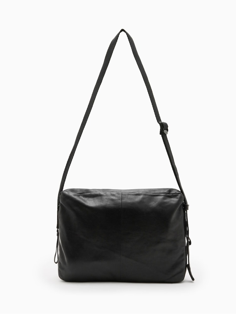 AllSaints Black Steppe Leather Messenger Bag - Image 2 of 6 AllSaints Black Steppe Leather Messenger Bag - Image 2 of 6