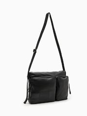 AllSaints Black Steppe Leather Messenger Bag - Image 3 of 6