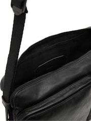 AllSaints Black Steppe Leather Messenger Bag - Image 4 of 6