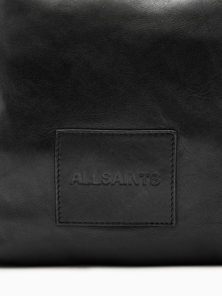 AllSaints Black Steppe Leather Messenger Bag - Image 6 of 6