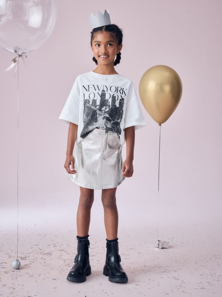 Silver Metallic Skirt (3-16yrs) - Image 2 of 8