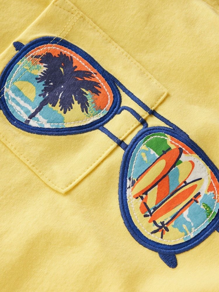 Boden Yellow Short Sleeve Badge T-Shirt - Image 3 of 3