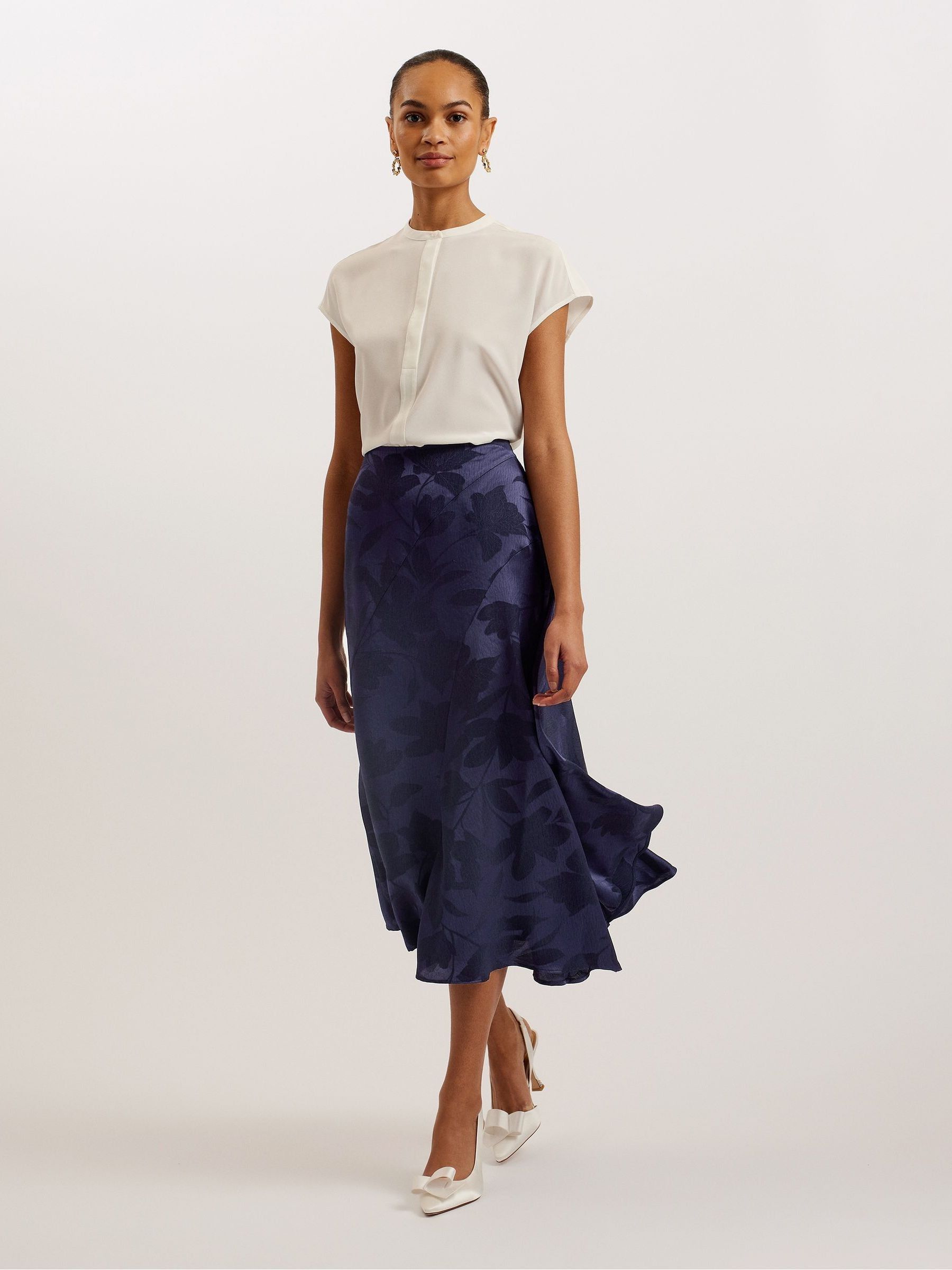 Buy Ted Baker Blue Trebbia Asymmetric Jacquard Midi Skirt from Next  Luxembourg