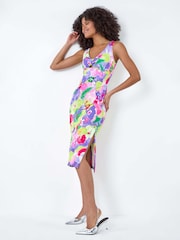 Dusk Multi Floral Cut Out Twist Stretch Dress - Image 2 of 4
