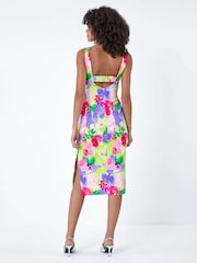 Dusk Multi Floral Cut Out Twist Stretch Dress - Image 3 of 4
