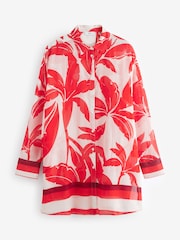 Red/White 100% Cotton Beach Shirt Cover-Up - Image 5 of 6