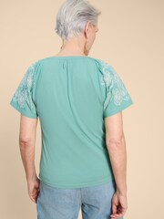 White Stuff Blue Daisy Raglan Shirt - Image 2 of 7