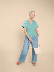 White Stuff Blue Daisy Raglan Shirt - Image 3 of 7