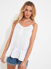 Joe Browns White Relaxed Ladder Lace 100% Cotton Cami - Image 1 of 5