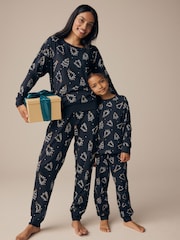 Black/White Matching Family Womens Christmas Tree 100% Cotton Pyjamas - Image 4 of 6