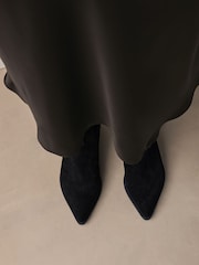 Black Suede Buckle Detail Western Boho Ankle Boots - Image 3 of 8