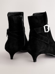Black Suede Buckle Detail Western Boho Ankle Boots - Image 6 of 8