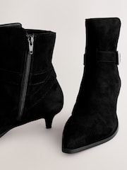Black Suede Buckle Detail Western Boho Ankle Boots - Image 8 of 8