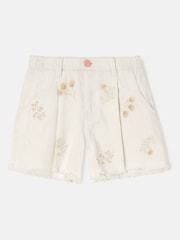 Angel & Rocket Cream Raya Embroidered Denim 100% Cotton Shorts - Image 4 of 6