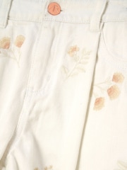 Angel & Rocket Cream Raya Embroidered Denim 100% Cotton Shorts - Image 6 of 6
