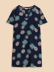 White Stuff Blue Lydia Shift Dress With Linen - Image 4 of 6