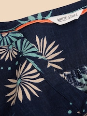 White Stuff Blue Lydia Shift Dress With Linen - Image 6 of 6