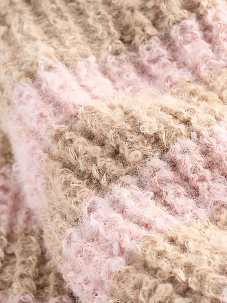 Pink/Oatmeal Stripe Chunky Slipper Socks 1 Pack - Image 5 of 5 Pink/Oatmeal Stripe Chunky Slipper Socks 1 Pack - Image 5 of 5