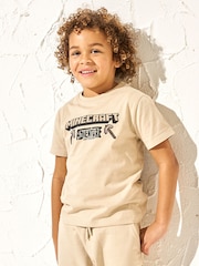 Angel & Rocket Cream 100% Cotton Minecraft Back Print T-Shirt - Image 1 of 6