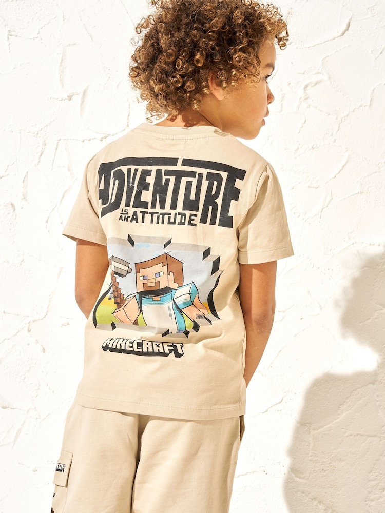 Angel & Rocket Cream 100% Cotton Minecraft Back Print T-Shirt - Image 3 of 6