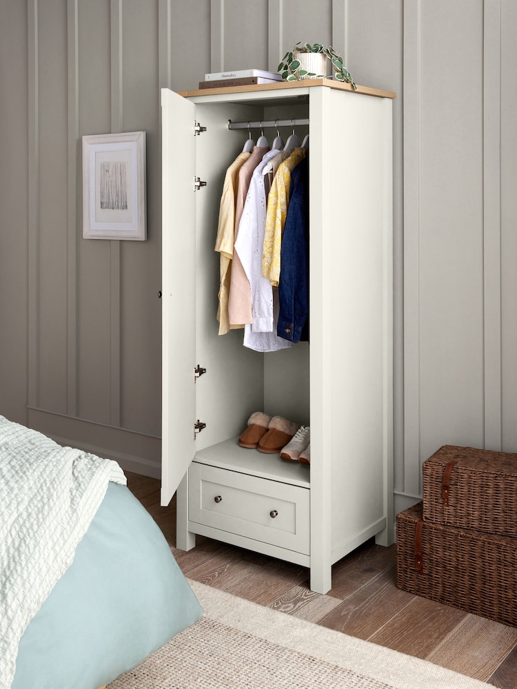Chalk Malvern Paint Effect Single Wardrobe - Image 2 of 9