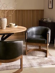 Distressed Faux Leather Black Brady Dark Wood Leg Dining Chair - Image 1 of 10