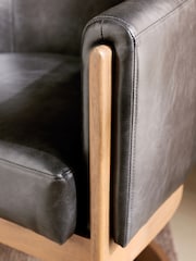 Distressed Faux Leather Black Brady Dark Wood Leg Dining Chair - Image 2 of 10